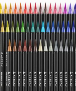 ARTEZA Real Brush Pens, 48 Watercolor Pens for Dynamic Watercolor Effects and Calligraphy, Flexible Nylon Brush Tips, Paint Markers Perfect for Drawing, Journaling, Artistic Projects, and Gift 49 37 81Nd4KsNKwL