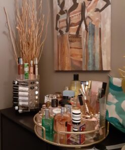 Ikee Design Premium Acrylic Rotating 64 Cosmetic Lipstick Organizer Tower,Lipgloss Stand with Removable Dividers, 360 Degree Spinning Lipstick Display Tower,4 1/2 W x 4 1/2 D x 9 1/8 H in Clear 41 81NdItcZOZL