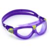 Aquasphere SEAL Kids (Ages 3+) Swim Goggles, Made in ITALY - Wide Vision, Comfort, E-Z Adjust, Anti Scratch & Fog, Leak Free Clear Lens / Violet 51 81Nh4TaapjL