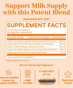 Pink Stork Total Lactation Supplement for Breast Milk Supply, Organic Fenugreek and Alfalfa to Support Breastfeeding, Milk Flow, and Production, Postpartum Essentials - 60 Capsules 23 81NjUdlhL