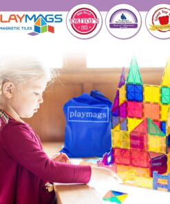 Playmags 150-Piece Magnetic Tiles Building Set – 3D Magnet Building Blocks, Creative Imagination, Inspirational, Educational STEM Toys for Kids with 1 Car Single 38 81NkagYqYuL