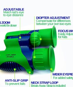 Binoculars for Kids 8x21 High-Resolution - Kids Binoculars Gift Set for Boys & Girls, Shockproof & Compact for Bird Watching, Travel, Hiking, Camping, Hunting, Children Outdoor Gear Green/Blue 34 81NnpCFGHbL 2