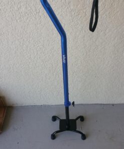 Vive Quad Cane - Walking Stick for Men and Women - Lightweight Adjustable Staff - Comfortable Right and Left Hand Grip for Stability Support - Four Prong Sturdy Aluminum Travel Aid - 4 Tip Blue 20 81Nnx26QttL