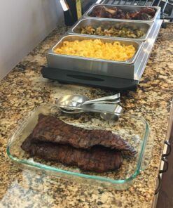 Nutrichef Professional Stainless Steel Buffet Warmer Server with 3 Trays | Portable Hot Plate Food Warmer Station for Parties & Events | Easy to Clean | 3 See-through lids | Max Temperature 175F 3 Pot 3.5 Quart 18 81NoGzWmCLL