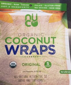 NUCO DUO Certified Organic, SHELF STABLE, All Natural, Paleo, Gluten Free, Vegan Non-GMO, Kosher Raw Veggie NUCO Coconut Wraps. NO Salt Added Low Carb and Yeast Free 10 Count Various Quantities Original 2.47 Ounce (Pack of 2) 34 81NqKzYt49L
