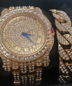 Charles Raymond Bling-ed Out Silver Round Luxury Mens Watch w/Bling-ed Out Bracelet - L0504B gold 29 81NsOR9SZjL