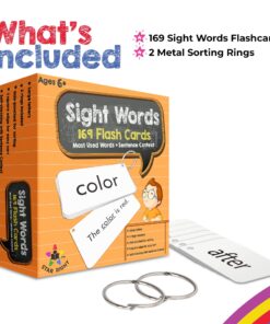 Star Right Education Sight Words Flash Cards, 169 Sight Words and Sentences With 2 Rings 25 81NtGor59wL
