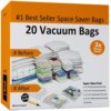 20 Vacuum Sealer Bags – Compression Bags for Travel, Clothes, and Blanket Storage – Airtight Space Saver Bags in 4 Sizes and Pump by Home-Complete Jumbo, Extra Large, Large, Medium 45 81NtqaMkW2L
