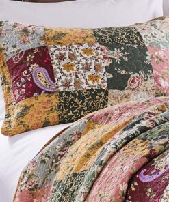 Greenland Home Antique Chic Authentic Patchwork Cotton Quilt Set, Multicolor, 3-Piece King/Cal King King/California King (3 Piece) 26 81NvshCE1IL