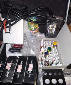 Solong Complete Tattoo Kit 4 Pro Machine Guns 54 Inks Power Supply Foot Pedal Needles Grips Tips Carry Case TK456-US 336 Piece Set 43 81NwcLip7GL