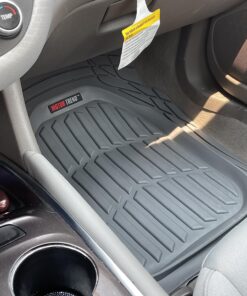 Motor Trend FlexTough Floor Mats for Cars, Gray Deep Dish All-Weather Mats, Waterproof Trim-To Fit Automotive Floor Mats for Trucks SUV, Universal Liner Car Accessories Full Set 42 81NwlEZ3fL