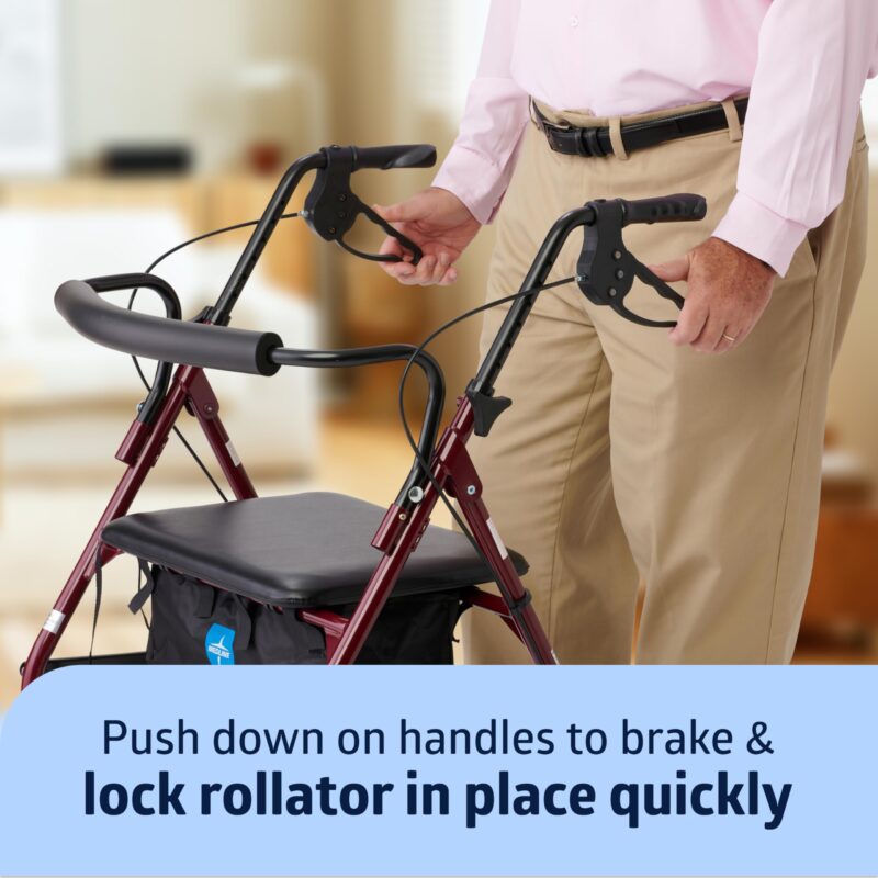 Medline Heavy Duty Rollator Walker With Seat, Bariatric Rolling Walker