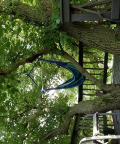 Hammock Sky Large Brazilian Hammock Chair Cotton Weave - Extra Long Bed - Hanging Chair for Yard, Bedroom, Porch, Indoor/Outdoor (Blue & Green) Blue & Green (Not Include Hanging Kit) 47 81O1oLes3L 3