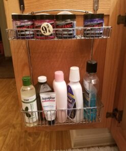 mDesign Steel Over Cabinet Kitchen Storage Organizer Holder or Basket - Hang Over Cabinet Doors in Kitchen, Pantry, Bathroom - Holds Dish Soap, Window Cleaner - Concerto Collection - Chrome Pack of 1 37 81O1xOalUyL