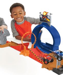 Fisher-Price Nickelodeon Blaze and the Monster Machines Monster Dome racetrack playset with stunt track and character trucks for preschool kids 29 81O39XBtiFL