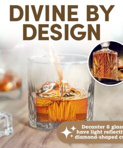 Paksh Novelty Whiskey Decanter Set - 7-Piece Italian Crafted Glass Decanter & Whiskey Glasses Set - Holiday Whiskey Gifts for Men and Women w/ Ornate Stopper and 6 Cocktail Glasses, Red A 32 81O3QYiECbL 1