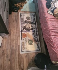 Machine Washable $100 Bill Design Non-Slip Rubberback 22x53 Modern Runner Rug for Hallway, Kitchen, Bedroom, 22" x 53", Multicolor Money New $100 Runner - 22" x 53" 38 81O3bvpjML