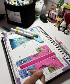 Bianyo Classic Alcohol Markers Set, Pack of 72, Dual Tip Bullet & Chisel Art Marker, Black Case with a Designable Card for Coloring, Drawing, Sketching, Outlining 72 Primary Colors, Black Bag 53 81O4XuojLyL