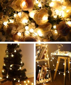 RaThun Globe String Lights 49 Feet 100 led,8 Modes Fairy Plug in Indoor String Lights for Bedroom,Classroom,Outdoor, Patio,Garden,Party,Wedding-Warm White 49.2ft string lights plug in 25 81O6 oK3h3L