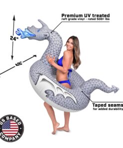 GoFloats Dragon Party Tube Inflatable Rafts - Choose From Fire Dragon and Ice Dragon, Pool Floats for Adults and Kids Ice Dragon Party Tube 25 81O6AB dVmL