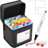 Bianyo Classic Alcohol Markers Set, Pack of 72, Dual Tip Bullet & Chisel Art Marker, Black Case with a Designable Card for Coloring, Drawing, Sketching, Outlining 72 Primary Colors, Black Bag 12 81O8PGbQ2lL 1
