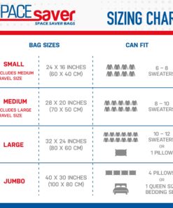 Spacesaver Vacuum Storage Bags (Jumbo 2 Pack) Save 80% on Clothes Storage Space - Vacuum Sealer Bags for Comforters, Blankets, Bedding, Clothing - Compression Seal for Closet Storage. Pump for Travel. Jumbo 34 81O8iZ493L 1