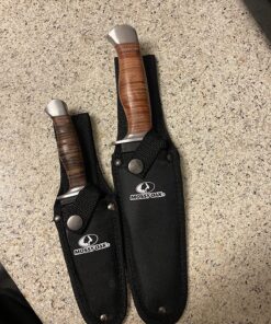 Mossy Oak 2-piece Bowie Knife, Fixed Blade Hunting Knife with Leather Handle, Sheath Included 43 81O9nO28S8L