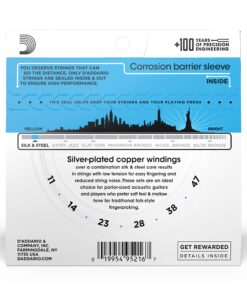 D'Addario Silk & Steel Acoustic Guitar Strings - EJ40-6 String - Warm, Mellow Tone - Light, 11-47 6-String 12 81OAJNaO6QL