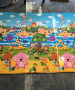 Baby Care Play Mat (Large, Playful - Pinko & Friend) 82'' x 55'' Original One-Piece Reversible Rollable Waterproof Play Mat for Infants, Babies, Toddler, and Kids Large 46 81OE1dm9bzL