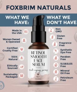 Retinol Face Serum - 3% Retinol - Anti Aging Night Serum - with Gotu Kola, Hyaluronic Acid, Horsetail Extract & Organic Jojoba Oil - 1oz by Foxbrim Naturals Retinol Serum 17 81OEcKqhF8L 1