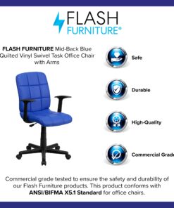 Flash Furniture Clayton Mid-Back Blue Quilted Vinyl Swivel Task Office Chair with Arms 23 81OElrQxVRL
