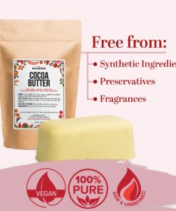 Better Shea Butter Raw Cocoa Butter - Unrefined, 100% Pure, Food Grade - Use for Cocoa Lip Balm, Stretch Marks Cream, Cacao Butter Cream, Scars Oil, Whipped Lotion - Skin & Hair Moisturizer 1LB Block Bar 1 Pound (Pack of 1) 25 81OGTjmCENL 1
