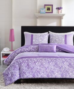 Alternative view of Mi Zone Comforter Set Fun Bedroom Décor - Modern All Season Polka Dot Print, Vibrant Color Cozy Bedding Layer, Matching Sham, Decorative Pillow, Full/Queen, Floral Purple 4 Piece