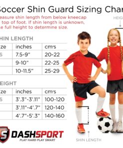 Alternative view of Soccer Shin Guards -Youth Sizes - by DashSport - Best Kids Soccer Equipment with Ankle Sleeves - Great for Boys and Girls White Medium 4'7 - 5'3