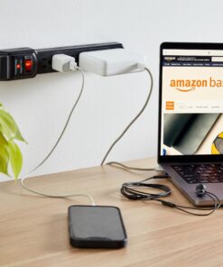 Amazon Basics 6-Outlet, 200 Joule Surge Protector Power Strip, Pack of 2, Rectangle, 2 Foot, Black 35 81OKrVsNJ4L