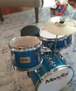 Mendini By Cecilio Kids Drum Set - Junior Kit w/ 4 Drums (Bass, Tom, Snare, Cymbal), Drumsticks, Drum Throne - Beginner Drum Sets & Musical Instruments Sky Blue 13-inch 33 81ON9laJEjL