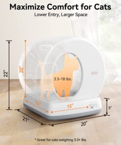 Meowant Self-Cleaning Cat Litter Box, Intelligent Radar Safety Protection Automatic Cat Littler Box for Multiple Cats, Large Capacity/Isolation Odor/APP Control Smart Cat Litter Box with Mat & Liner Gray 33 81OOIDlyBL