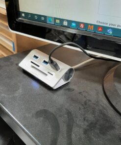 SABRENT Premium 3 Port Aluminum USB 3.0 Hub with Multi in 1 Card Reader (12" Cable) for iMac, All MacBooks, Mac Mini, or Any PC (HB-MACR) USB 3.0 Type A 40 81OPc33aoJL