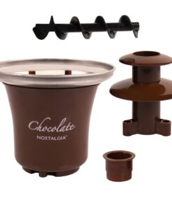 Nostalgia 8-Ounce Chocolate Fondue Fountain, Half-Pound Capacity, Easy to Assemble 3 Tiers, Perfect for Nacho Cheese, BBQ Sauce, Ranch, Liqueurs, 0.5 Pound, Brown 18 81OR8bcryAL