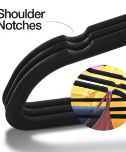 Home-it Premium Velvet Hangers 50 Pack - Ultra Thin Black Suit Hangers Non Slip - Heavy Duty Clothes Hangers for Closet, Shirt Pants, Hook Swivel 360 28 81OSj1vRbLL