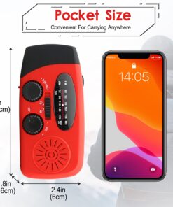 Emergency Hand Crank Radio with LED Flashlight for Emergency, AM/FM NOAA Portable Weather Radio with 2000mAh Power Bank Phone Charger, USB Charged & Solar Power for Camping, Emergency 28 81OUuTXn23L