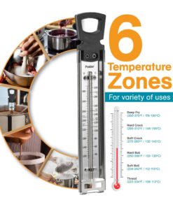 Candy Thermometer Deep Fry/Jam/Sugar/Syrup/Jelly Thermometer with Hanging Hook Cooking Thermometer Food Thermometer Quick Reference Temperature & Pot Clip Silver 23 81OXzTZhmiL