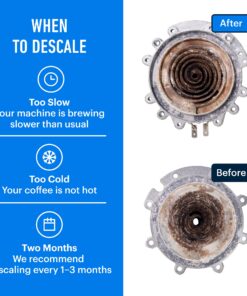 Coffee Machine Descaler - 2 Uses - Descaling Solution for Nespresso Breville Keurig Jura & More - USA Made Cleaner For All Coffee Machines, Glass Pot Cleaner and Espresso Makers 8 Fl Oz (Pack of 1) 20 81OfqAAoIS