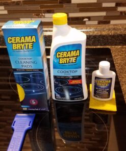 Cerama Bryte Best Value Kit: Ceramic Cooktop Cleaner 28oz, Scraper, 10 Pads, Burnt-on Grease Remover 2oz, 4 Piece Set 33 81OgWz0mDkL