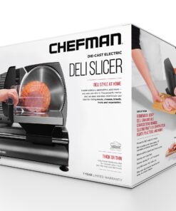 Chefman Die-Cast Electric Meat & Deli Slicer, A Powerful Machine with Adjustable Slice Thickness, Stainless Steel Blades & Safe Non-Slip Feet To Easily Cut Ham, Cheese, Bread, Fruit & Veggies At Home 39 81Oj5eTFfL 3