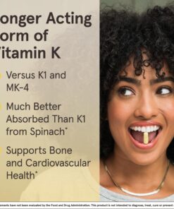 Jarrow Formulas MK-7 90 mcg - Bioactive Form of Vitamin K2 - 60 Servings (Softgels) - For Bone & Cardiovascular Health - Vitamin K2 MK-7 Dietary Supplement - K2 Vitamin Supplement MK-7 - Gluten Free 60 Servings (Pack of 1) 20 81OlaFpomFL