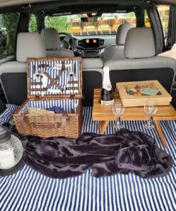 Wicker Picnic Basket for 2 with Waterproof Picnic Blanket, Picnic Set for 2 with Sand-Proof Beach Mat,Willow Hamper Service Gift Set for Camping and Outdoor Party Best Gift 15.4" For 2 52 81OmnFCS07L