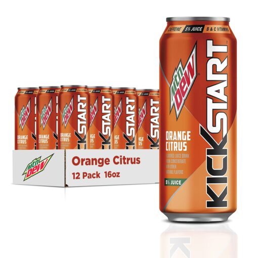 Mountain Dew Kickstart Orange Citrus (16 Ounce Cans, Pack of 12) 16 Fl Oz (Pack of 12)