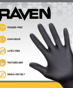SAS Raven Powder Free Nitrile Disposable Gloves | 7 Mil - Lg | Latex Free, Chemical + Puncture Resistant, Textured Grip, Single Use | for Automotive, Industrial, Janitorial, MRO, Food Service 22 81Oob4PL8oL