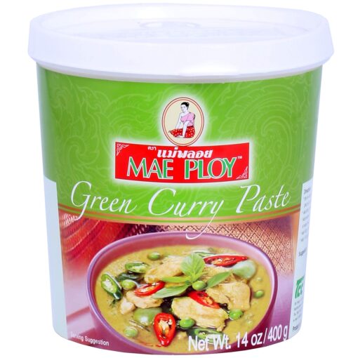 Mae Ploy Green Curry Paste, Authentic Thai Green Curry Paste for Thai Curries & Other Dishes, Aromatic Blend of Herbs, Spices & Shrimp Paste, (14oz Tub) (25469) 14 Ounce (Pack of 1)